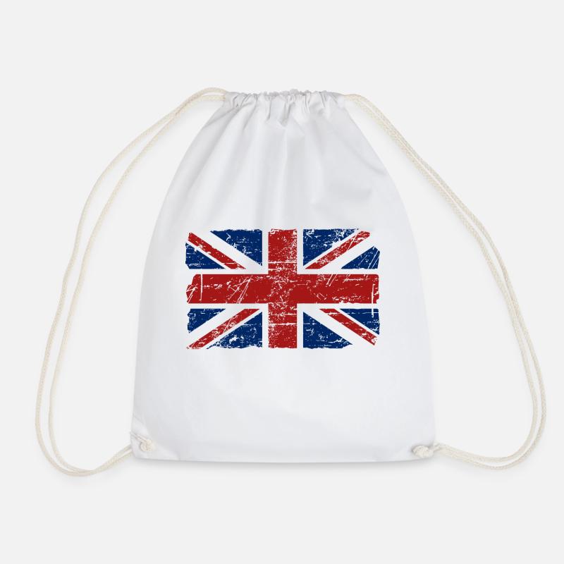 Union Jack - UK - Vintage Look - Drawstring Bag - white