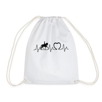 Heartbeat with heart dressage1 - Drawstring Bag - white - Front