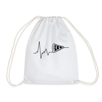 heartbeat pizza - Drawstring Bag - white - Front