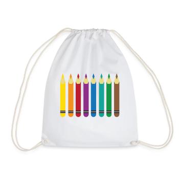 colored pencils - Drawstring Bag - white - Front