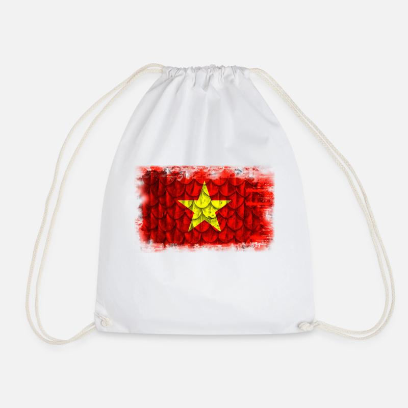 Vietnam Flagge mit Federn - Turnbeutel - Weiß