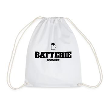Batterie abklemmen - Bier Logo - Turnbeutel - Weiß - Vorne