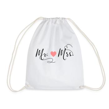 Mr. & Mrs. herz-personalisierbar - Turnbeutel - Weiß - Vorne