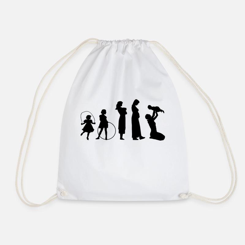 Evolution Mama Mutter Tochter - Geschenk Fest der Mütter - Turnbeutel - Weiß