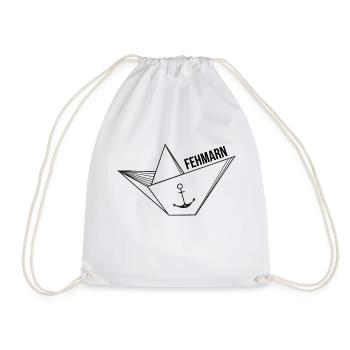 Navire en papier avec ancre mer vacances disant Fehmarn - Sac de sport léger - blanc - Devant