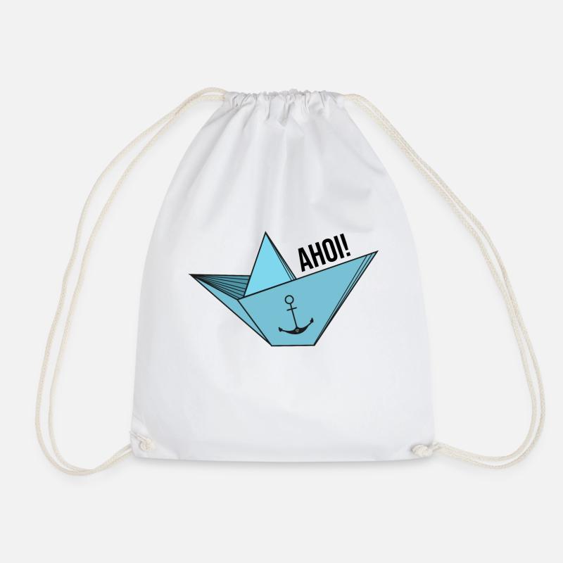 Papierschiff mit Anker Meer Spruch Hamburg Ahoi - Turnbeutel - Weiß