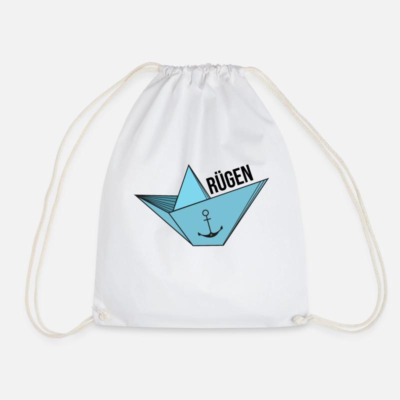 Papierschiff mit Anker Meer Urlaub Spruch Rügen - Turnbeutel - Weiß