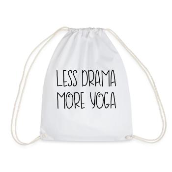 less drama more yoga sport fitness saying English - Drawstring Bag - white - Front