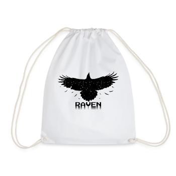 Raven Retro Pixel Style - Turnbeutel - Weiß - Vorne
