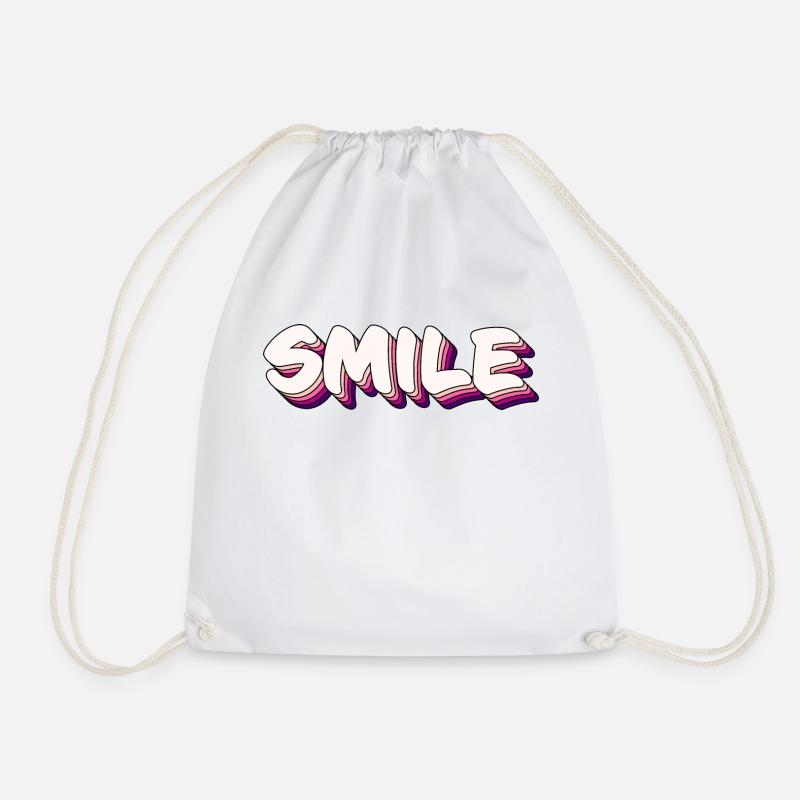 Smile word - Drawstring Bag - white