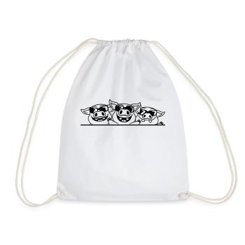 Funny Pig Crew Sunglasses - Drawstring Bag - white - Front