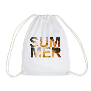 Summer - minimalist text design - Drawstring Bag - white - Front