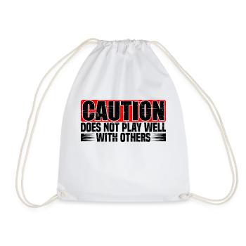 Caution does not play well with others 29 - Drawstring Bag - white - Front