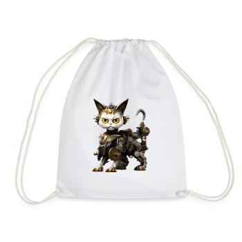 Steampunk Katze - Turnbeutel - Weiß - Vorne