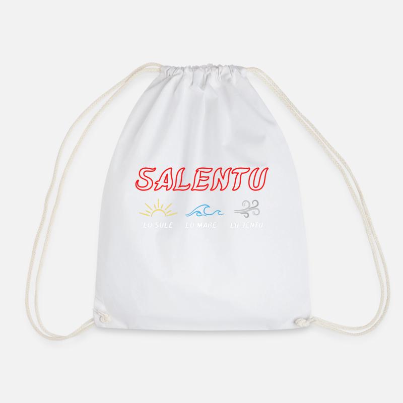 Salento 🩶💙💛 - Italy - Drawstring Bag - white