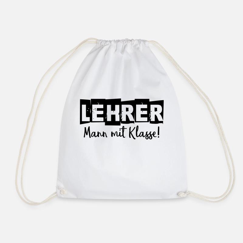 Lehrer Mann mit Klasse - Turnbeutel - Weiß