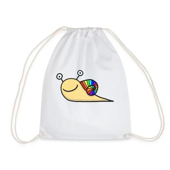 Regenbogenschnecke - Turnbeutel - Weiß - Vorne