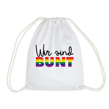 Wir sind bunt LGBTQIA+ Liebe Regenbogen Diversität - Turnbeutel - Weiß - Vorne