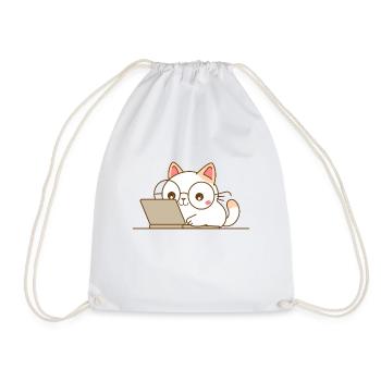 Chat kawaii au travail - Sac de sport léger - blanc - Devant