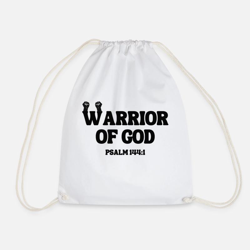 Warrior of God – Psalm 144:1 - Drawstring Bag - white