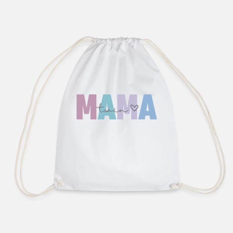 Twin Mama - Drawstring Bag - white