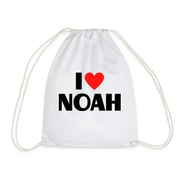 I Love Noah Red Heart Love Fan Gift - Drawstring Bag - white - Front