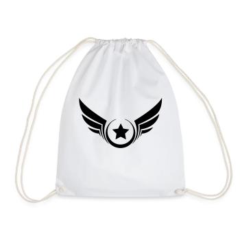Winged star, star with wings - Drawstring Bag - white - Front