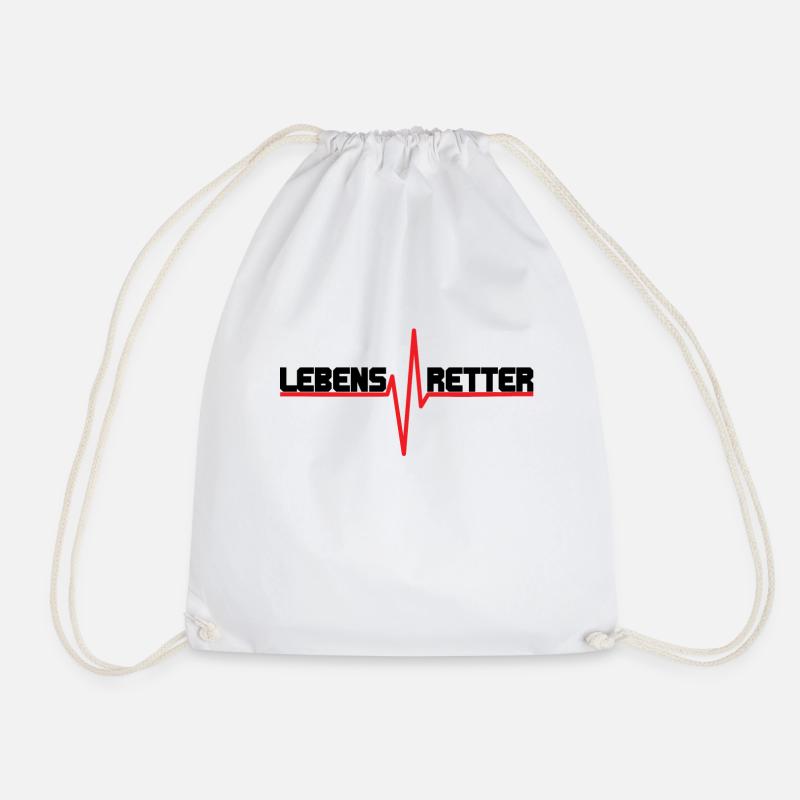 Lifesaver ECG Design - black font - Drawstring Bag - white