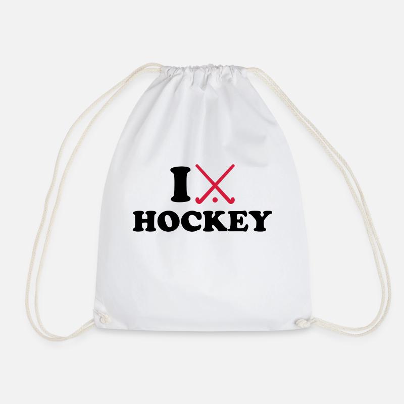 I love Field hockey - Drawstring Bag - white