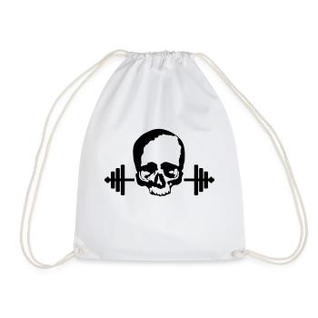 Langhanteln mit Totenkopf / Barbells with skull - Turnbeutel - Weiß - Vorne