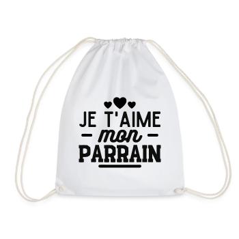 Je t'aime mon parrain. cadeau parrain neveu nièce - Sac de sport léger - blanc - Devant