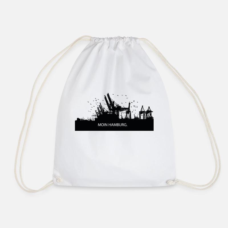 Moin Hamburg Hafen Skyline Geschenkidee HH - Turnbeutel - Weiß