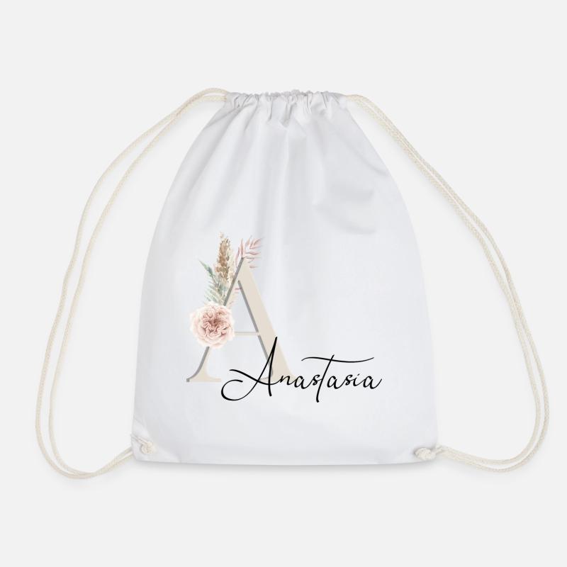 Anastasia Name Boho - Drawstring Bag - white