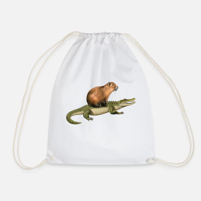 Capybara Alligator - Turnbeutel - Weiß