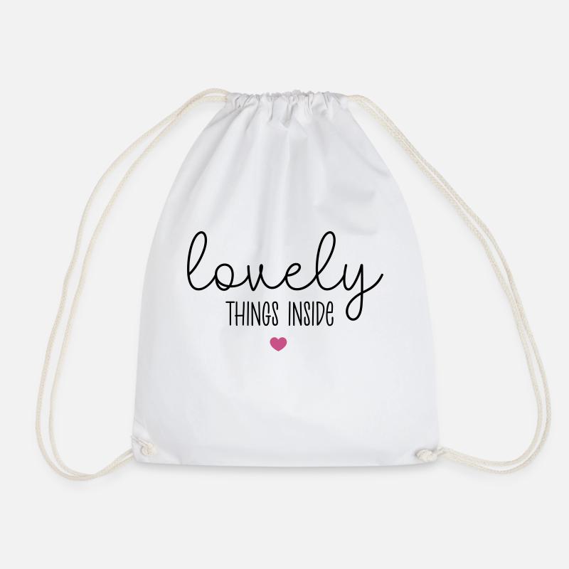 Lovely things inside - Drawstring Bag - white