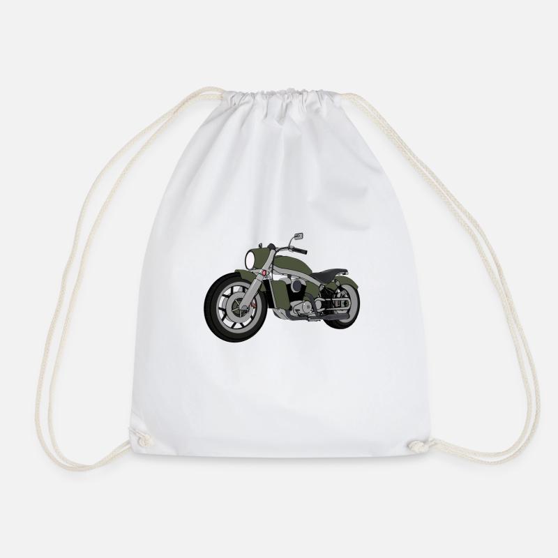 motorcycle - Drawstring Bag - white