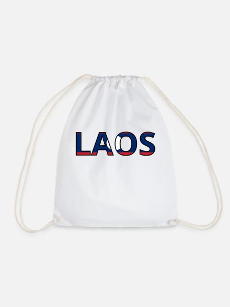 Laos Flag - Drawstring Bag - white