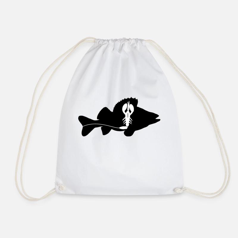 Perch with Creature Bait - black - Drawstring Bag - white