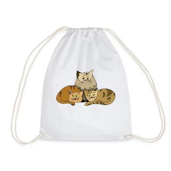Katzen - Turnbeutel - Weiß - Vorne