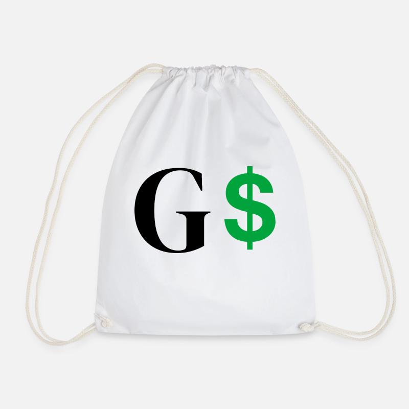 Letter g dollar - Drawstring Bag - white
