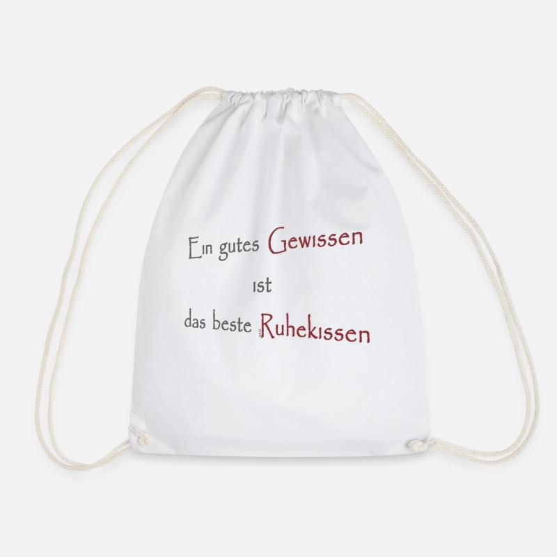 A good conscience is the best pillow for rest - Drawstring Bag - white