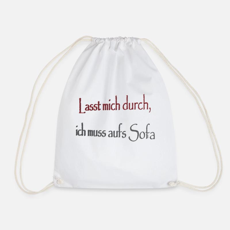 Let me through, I have to get on the sofa - Drawstring Bag - white