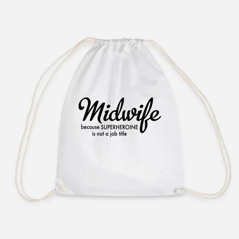 midwife - Drawstring Bag - white