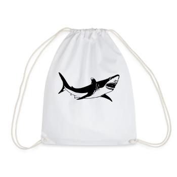 White shark - Drawstring Bag - white - Front