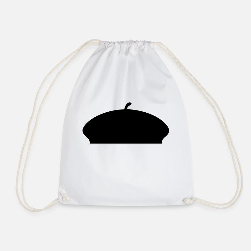 French Beret Hat - Drawstring Bag - white