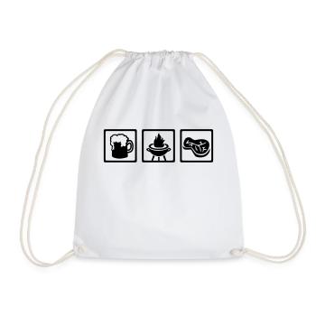BBQ barbecue - Drawstring Bag - white - Front