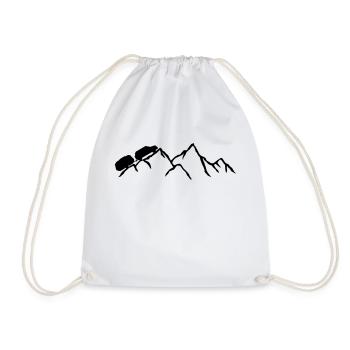 monts montagnes caravane silhouette de la voiture de lampad - Sac de sport léger - blanc - Devant