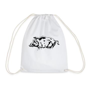Wild Boar - Wildschwein - Turnbeutel - Weiß - Vorne