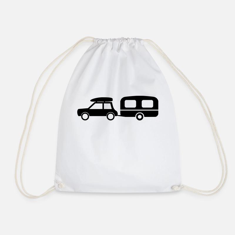 Auto Wohnwagen - Turnbeutel - Weiß