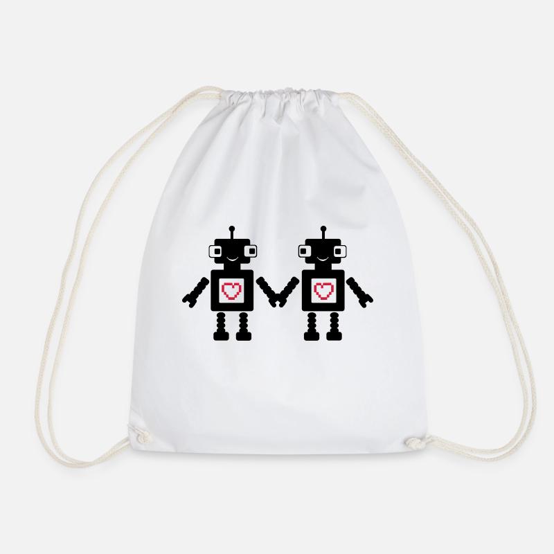 roboters_in_love_02 - Turnbeutel - Weiß
